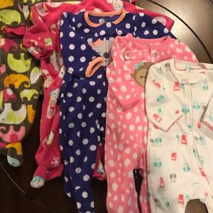 SET OF 5! Bundle Carters 3mos girls fleece pajamas